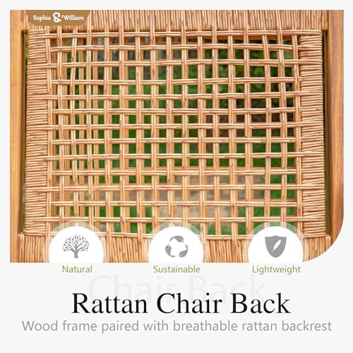 Sophia & William 9pc Outdoor Dining Set, Acacia Wood and Rattan，Dark Brown