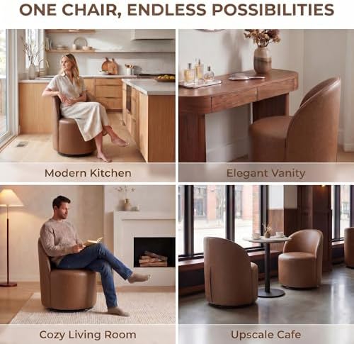 HNY Upholstered Kitchen & Dining Room Barrel Chairs Set of 4, Mid Century...