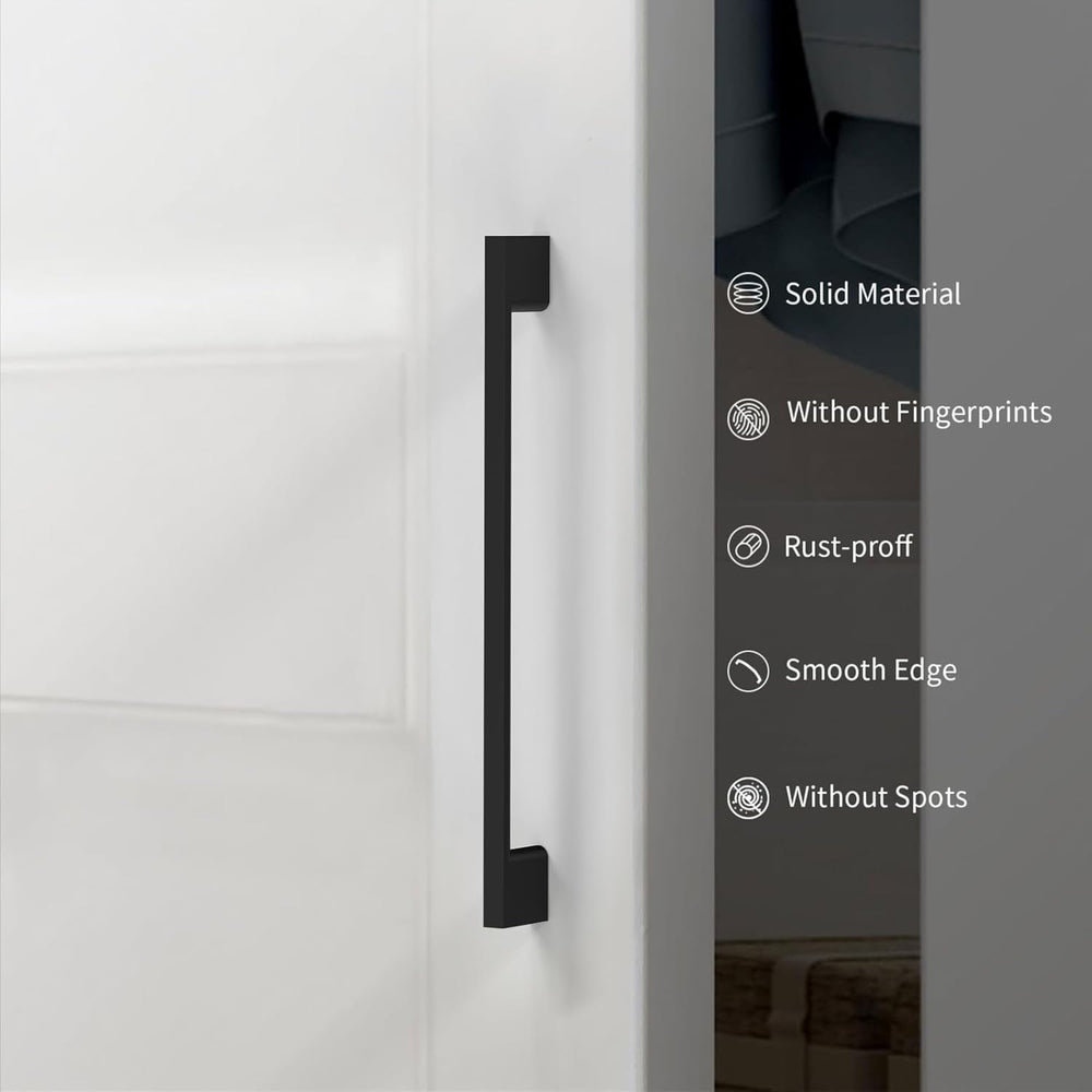 Matte Black Cabinet Pulls and Handles, 12.6 Inch, 6 Pack