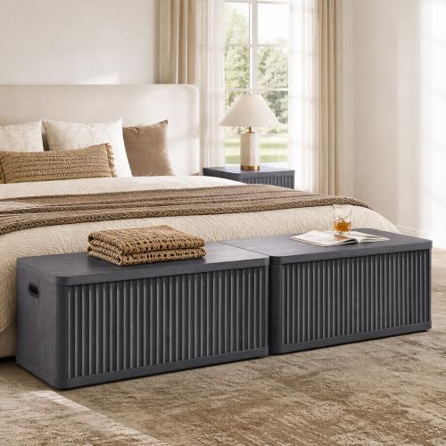 SICOTAS Storage Bench 80.4" Wide Shoe Bench with Lift Top Large Wooden S...