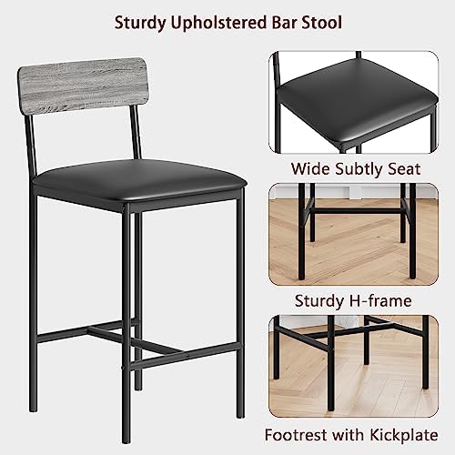 IDEALHOUSE Dining Table and Chairs, Bar Table Set with 2 Upholstered Bar Stoo...