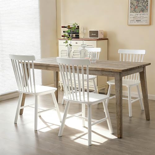 ClinQ Windsor Dining Chair Set of 4, Spindle Back Wooden Chairs for Kitchen a...