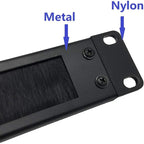 Jingchengmei 1U Disassembled Rack Mount Cable Management Panel with Brush for Cable Entry for 19-Inch Rack or Cabinet Black (BF01UAB2) (Pack of 2)