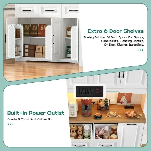 72" Tall 60" Wide Extra Large Pantry Storage Cabinet w/Power Outlet...