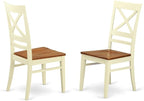 East West Furniture HLQU5-BMK-W 5 Piece Dining Table Set for 4 Includes a Round Kitchen Table with Pedestal and 4 Dinette Chairs, 42x42 Inch, Buttermilk & Cherry