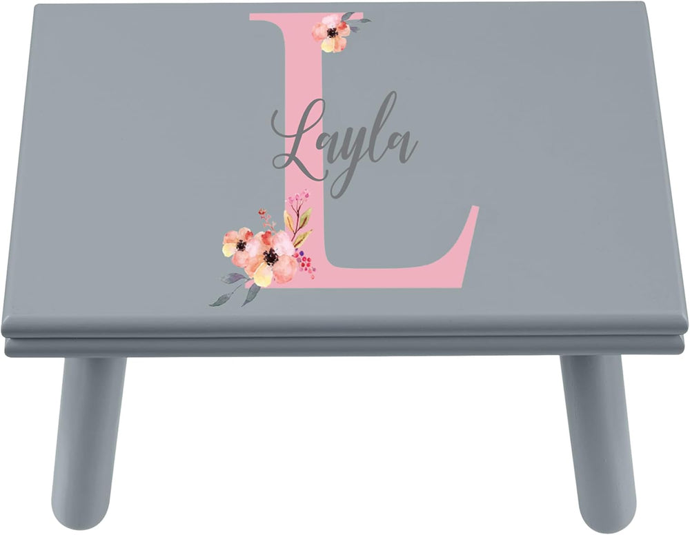 Let's Make Memories Personalized Step Stool - for Ages 3+ - Wood - Floral...