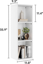 oneinmil Small Narrow Bookshelf, 3-Tier Cube Display Rack, Modern Corner Bookshelf with Storage Space, CD Storage Cabinet for Home Office (White 1 Pack, 3-Tier)