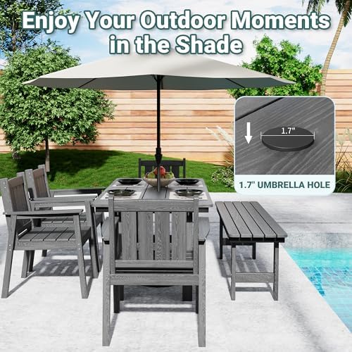 Pamapic Patio Dining Table Set, 6-Piece Outdoor Dining Set for 6, Grey