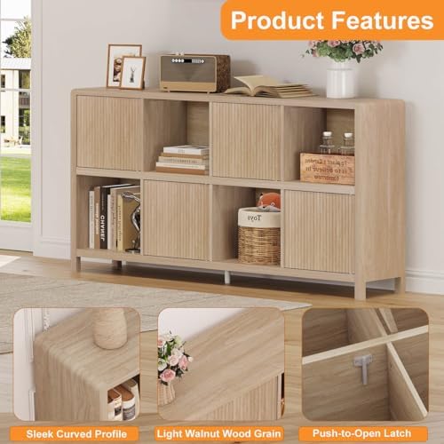 FATORRI 8 Cube Storage Organizer Bookshelf with Storage, 57 Inch Horizontal B...