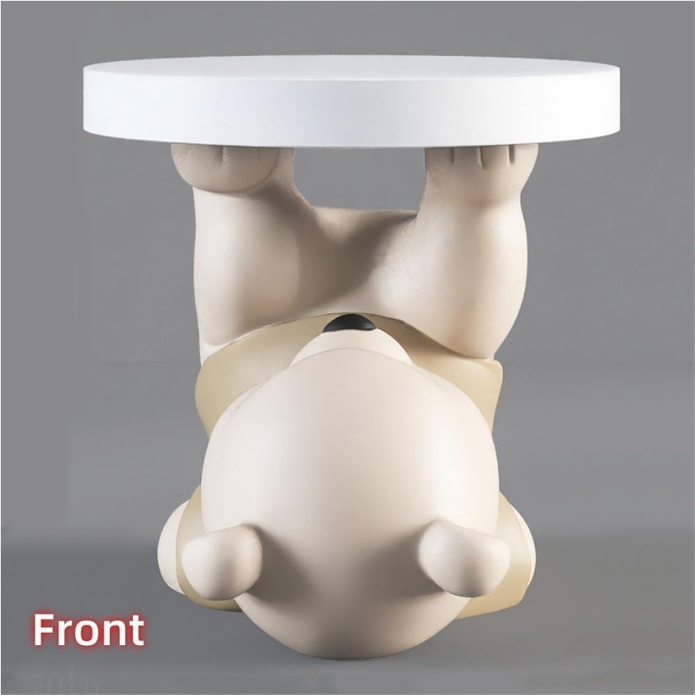 Bear Statue Side Table, Modern Sofa Table, Resin Sculpture Bedside Table, Hom...