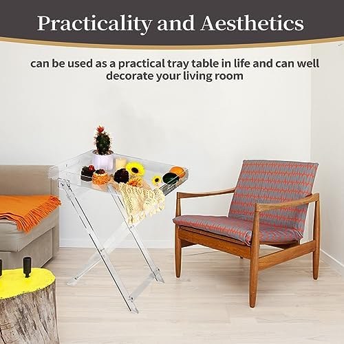 Acrylic Folding Square Tray Table, Clear, 24x20x14 inch, Home, Bar & Show...