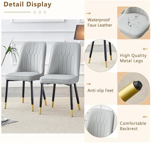 Round Dining Table Set for 4, 45''Marble Grain Dining Room Table Set ...
