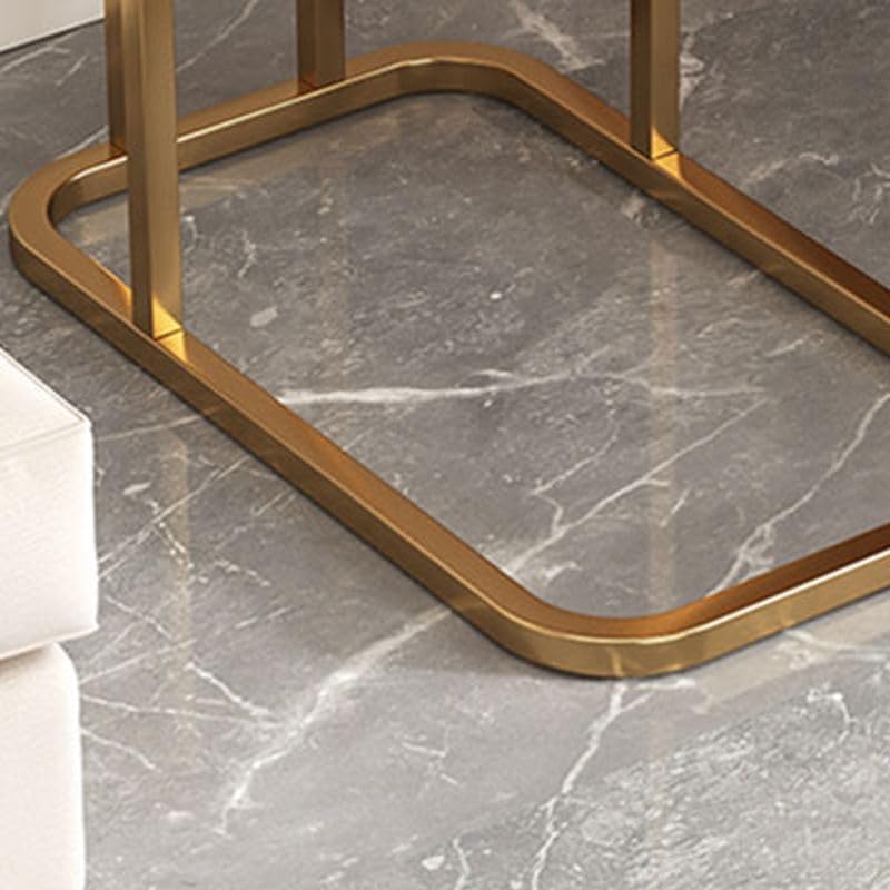 End Table, Modern Marble Side Table Sofa Table with Storage Shelf, Narrow Nig...