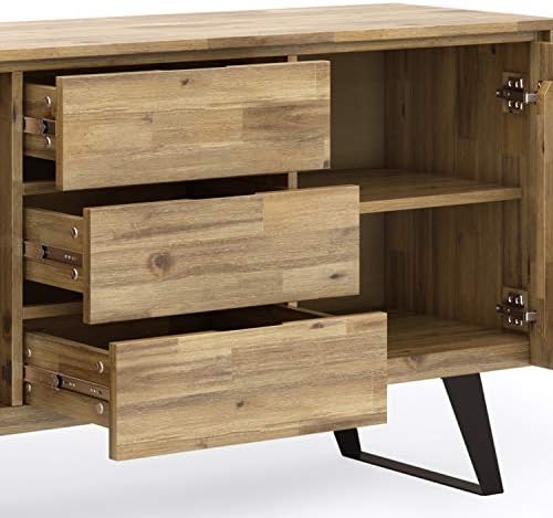 SIMPLIHOME Lowry 60" Wide Solid Acacia Wood 2-Door Buffet in Golden Wheat
