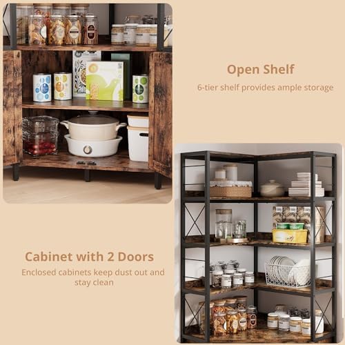 IRONCK Corner Bookshelf, 78 in L-Shaped Bookcase with Doors & Shelves