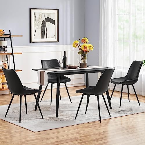 Yaheetech Dining Chairs Set of 2 Mid Century Modern Kitchen Chairs Black