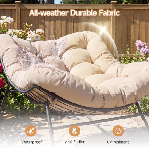 Papasan Rocking Chair, Oversized Outdoor Egg Chair with Thick Cushion | 450 l...