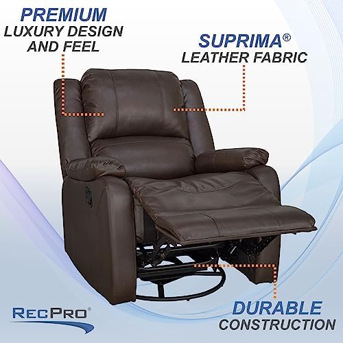 RecPro Charles 30" Swivel Glider RV Recliner, Chestnut, 2-Pack
