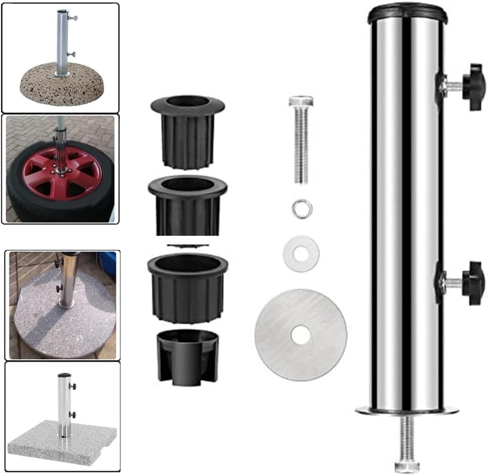 Granite Based Umbrella Stand for Outdoor Stability, Featuring Adjustable PVC Sleeves for Secure Fit