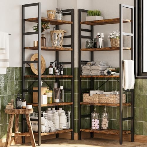 INNOD 70x70 Triple 5 Tier Book Shelf, Large Wooden Bookcase with 17 Open Disp...