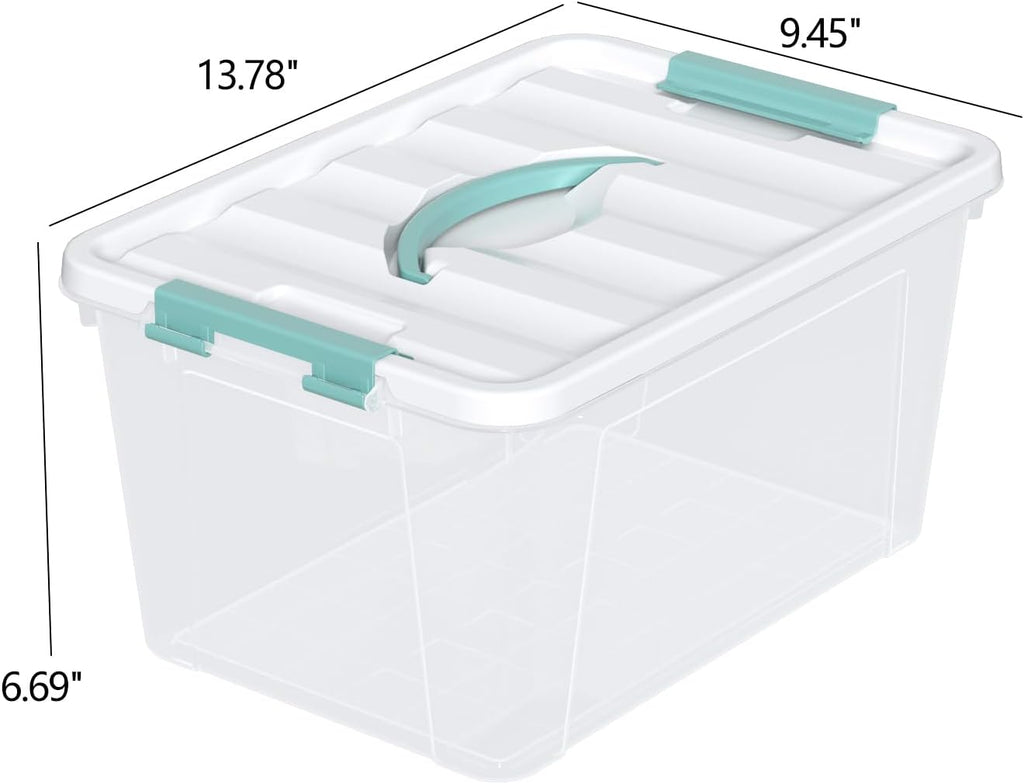 14 Qt Stackable Plastic Storage Bins with White Lids, Clear Latching Storage Organizer Box, 8 Packs
