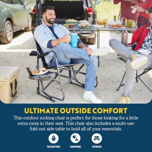 GCI Outdoor Freestyle Rocker XL Camping Chair with Side Table - Red