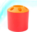 TEHAUX Toothbrush Stand Holder Plastic Organizer with Red Bottom Profile Bathroom Countertop Storage for Toothbrushes and Toothpaste Divided Compartments for Neat Vanity Organization