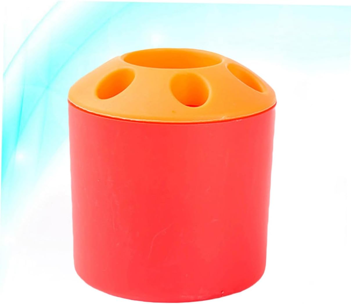 TEHAUX Toothbrush Stand Holder Plastic Organizer with Red Bottom Profile Bathroom Countertop Storage for Toothbrushes and Toothpaste Divided Compartments for Neat Vanity Organization
