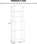 Over The Toilet Storage Shelf, 3-Tier Freestanding Bathroom Organizer with Towel Rack, Space Saver Cabinet Shelves Unit, Tall Slim Etagere for Bathroom, Modern Metal Furniture (White)