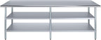 AmGood Stainless Steel Work Table with 2 Shelves | NSF | Metal Utility Table (96" Long x 24" Deep)