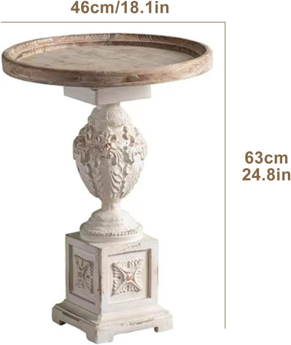 Vintage Round Side End Table, Wood Center Table, Vintage Hand Carved Side Tab...
