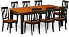 East West Furniture QUAN9-BCH-W 9 Piece Kitchen Table & Chairs Set Includes a Rectangle Dining Room Table with Butterfly Leaf and 8 Solid Wood Seat Chairs, 40x78 Inch, Black & Cherry