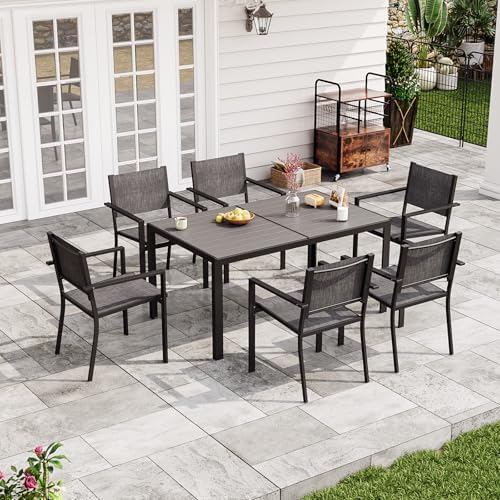 7-Piece Patio Table and Chairs Set for 6, All Weather Patio Dining Sets