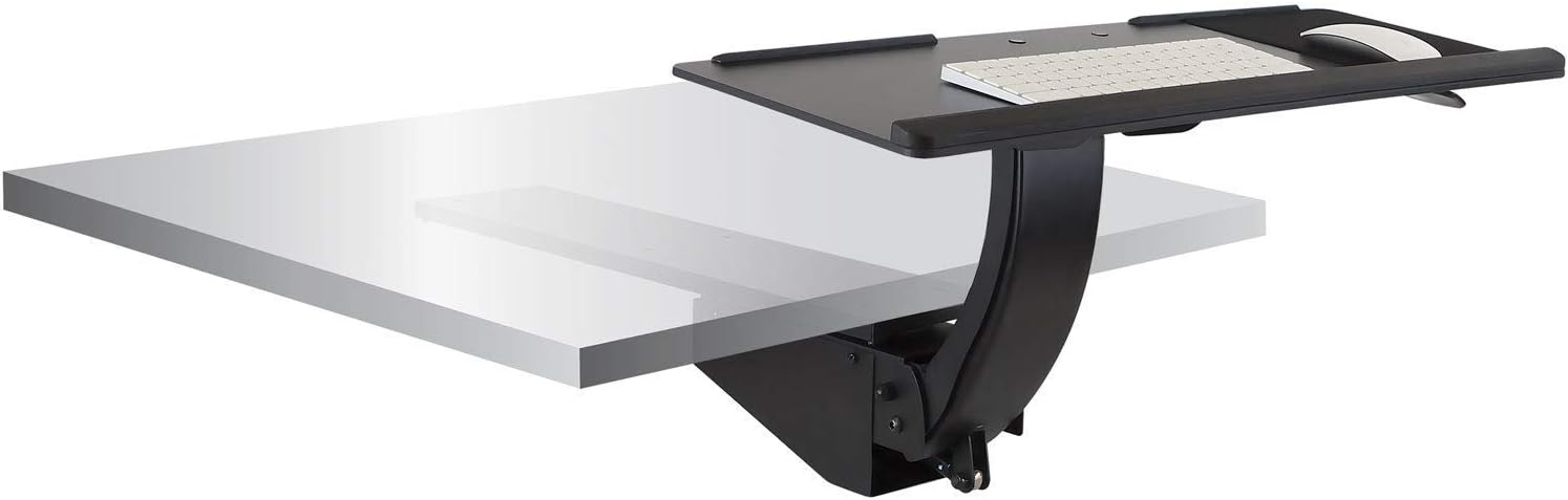 Mount-It! Sit Stand Keyboard Tray, Height Adjustable Under Desk Keyboard and Mouse Drawer, Full Motion Standing Design with 13.4 Inches of Vertical Adjustment, 26.5 in Wide Platform