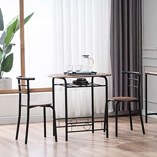 VINGLI 3 Piece Dining Set, Small Kitchen Table Set for 2, Breakfast Table Set...