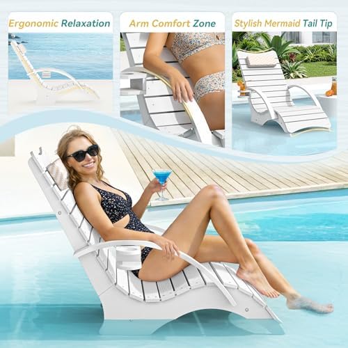 Pool Lounge Chairs with Armrest & Cup Holder, 8-10in Shallow Water | HDPS...