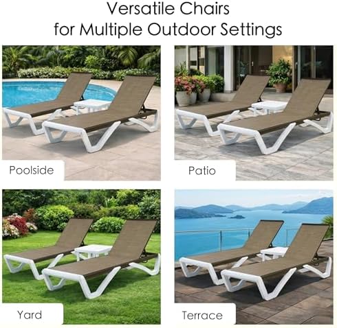 Kozyard Outdoor Chaise Lounge Chair, Full Flat Adjustable Patio Lounger with ...