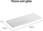 Wall Shelf Set of 3, White Floating Shelves 30 in W x 10 in D x 1 in H, Wooden Floating Wall Shelf with Invisible Brackets for Living Room/Bedroom/Bathroom/Kitchen Storage and Decor
