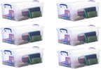 Superio Storage Bins with Lids- Clear Boxes for Organizing, Stackable Plastic Containers- BPA Free, Non-Toxic, Odor Free, Organizer for Home, Office, Dorm (6 Pack, 22.7 Qt)