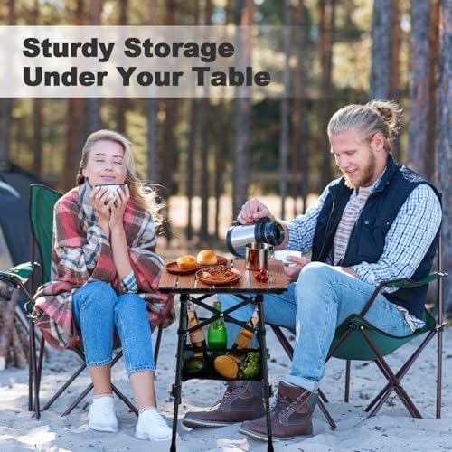 Odoland Portable Camping Table, Folding for Beach Outdoor Adjustable Height