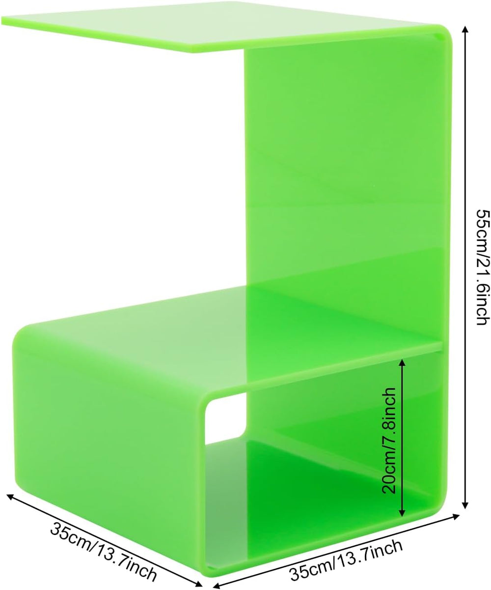 Acrylic Side Table, 21.6" C Shaped End Table, Free Standing Storage Tabl...