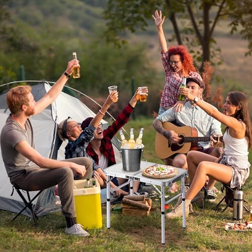 Folding Camp Table Small, 24"Lx 16"W Adjustable Height Small Foldin...