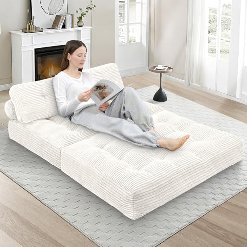 Folding Sofa Bed, Convertible Sleeper Chair with Pillow & Handle, Foldabl...