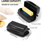 Butter Dishes with Lid for Countertop Refrigerator, Plastic Butter Dish Clear Flip Top Lid Butter Container with Spreader, Non-Slip Bottom Butter Holder Keeper (Black)