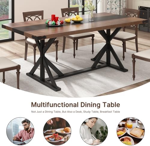 Hlivelood 78 Inch Dining Table for 8 People, Rectangular Kitchen Farmhouse Ta...