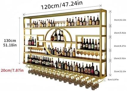 47in Modern Wine Rack Wall Mounted, Metal Wall Bar Shelves for Liquor Bottles...