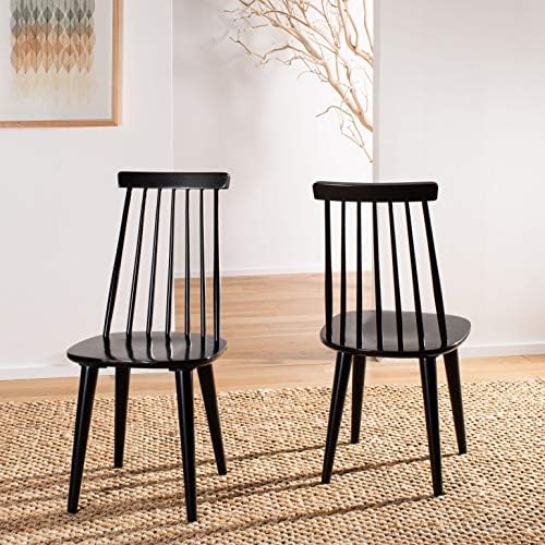 SAFAVIEH Burris Wood Accent Chair Set of 2, 17.7" Seat Black AMH8511A