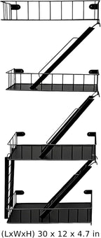4 Tier Fire Escape Wall Mount Shelf, Iron Art Staircase Floating Display Rack for Home Bedroom Living Room, Plant Storage Organizer, Black, 30 x 12 x 4.7 in