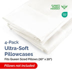 Queen Pillow Cases - 4 Pack - Super Soft Pillowcase Covers - Envelope Enclosure - Hotel Quality Pillow Protectors - Wrinkle Free, Fade & Stain Resistant - Machine Washable - 20" x 30" (Antique White)