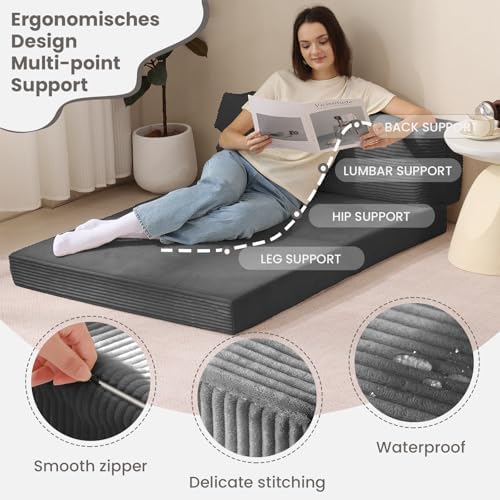 JUIKURY Folding Sofa Bed, Convertible Sleeper Chair with Pilow Foldable Matre...